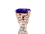 Heart Cut Tanzanite Solitaire Ring in Rose gold with Interwoven Pavé Band and Prong Setting_5