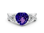 Heart Cut Tanzanite Solitaire Ring in Silver with Interwoven Pavé Band and Prong Setting_6