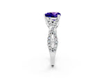Heart Cut Tanzanite Solitaire Ring in Silver with Interwoven Pavé Band and Prong Setting_8