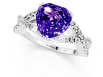 Heart Cut Tanzanite Solitaire Ring in White gold with Interwoven Pavé Band and Prong Setting_1