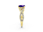 Heart Cut Tanzanite Solitaire Ring in Yellow gold with Interwoven Pavé Band and Prong Setting_2