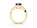 Heart Cut Tanzanite Solitaire Ring in Yellow gold with Interwoven Pavé Band and Prong Setting_3