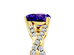 Heart Cut Tanzanite Solitaire Ring in Yellow gold with Interwoven Pavé Band and Prong Setting_5