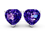 Heart Cut Tanzanite Stud Earrings in White gold with Basket Setting