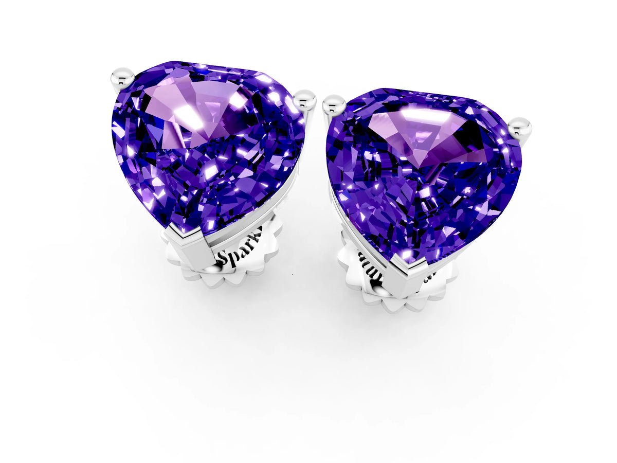 Heart Cut Tanzanite Stud Earrings in White gold with Basket Setting_1