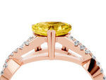 Heart Cut Yellow Sapphire Solitaire Ring in Rose gold with Interwoven Pavé Band and Prong Setting_4