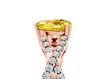 Heart Cut Yellow Sapphire Solitaire Ring in Rose gold with Interwoven Pavé Band and Prong Setting_5
