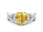 Heart Cut Yellow Sapphire Solitaire Ring in Silver with Interwoven Pavé Band and Prong Setting_6