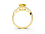 Heart Cut Yellow Sapphire Solitaire Ring in Yellow gold with Interwoven Pavé Band and Prong Setting_3