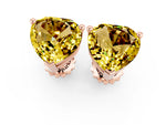 Heart Cut Yellow Sapphire Stud Earrings in Rose gold with Basket Setting_1