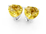 Heart Cut Yellow Sapphire Stud Earrings in White gold with Basket Setting_1