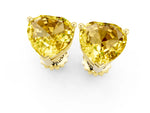 Heart Cut Yellow Sapphire Stud Earrings in Yellow gold with Basket Setting_1
