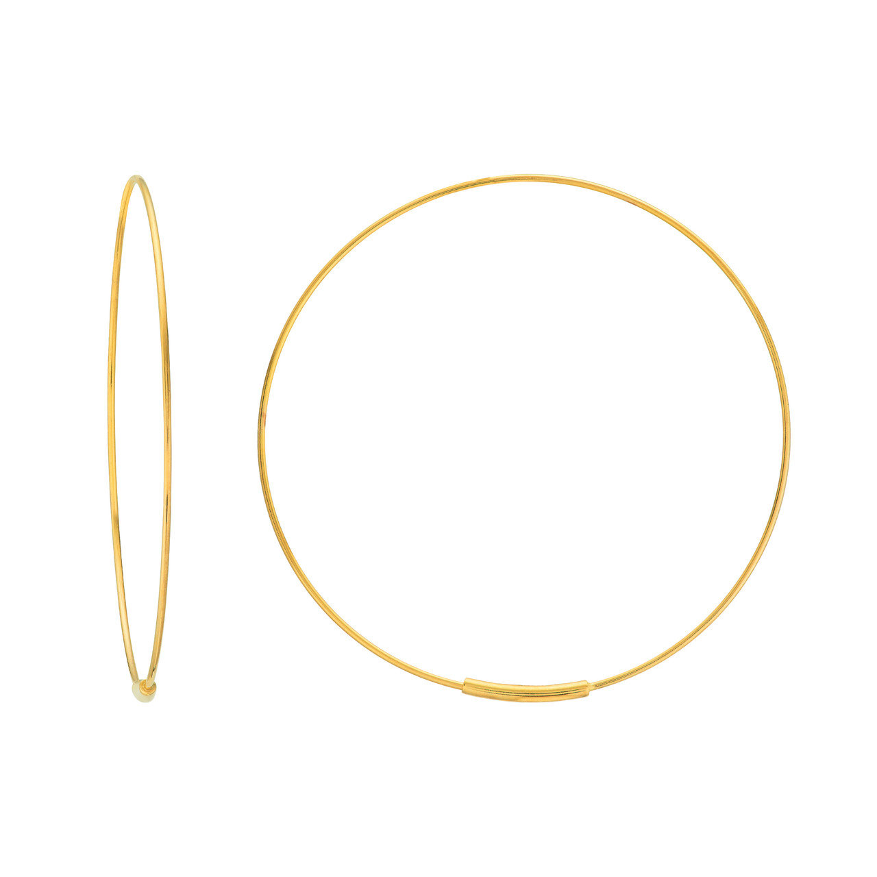 40mm Endless Wire Gold Hoop Earrings