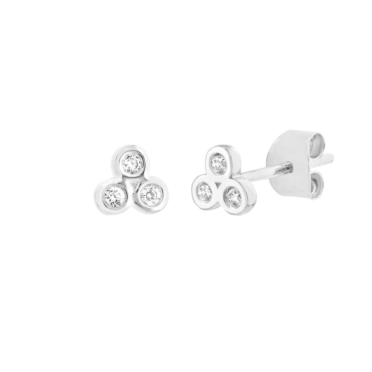 1/10ct Diamond Trinity Stud Earrings