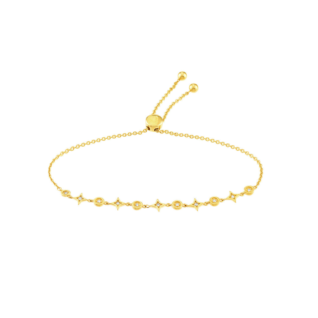 Circle and Star 1/8ct Diamond Bolo Bracelet