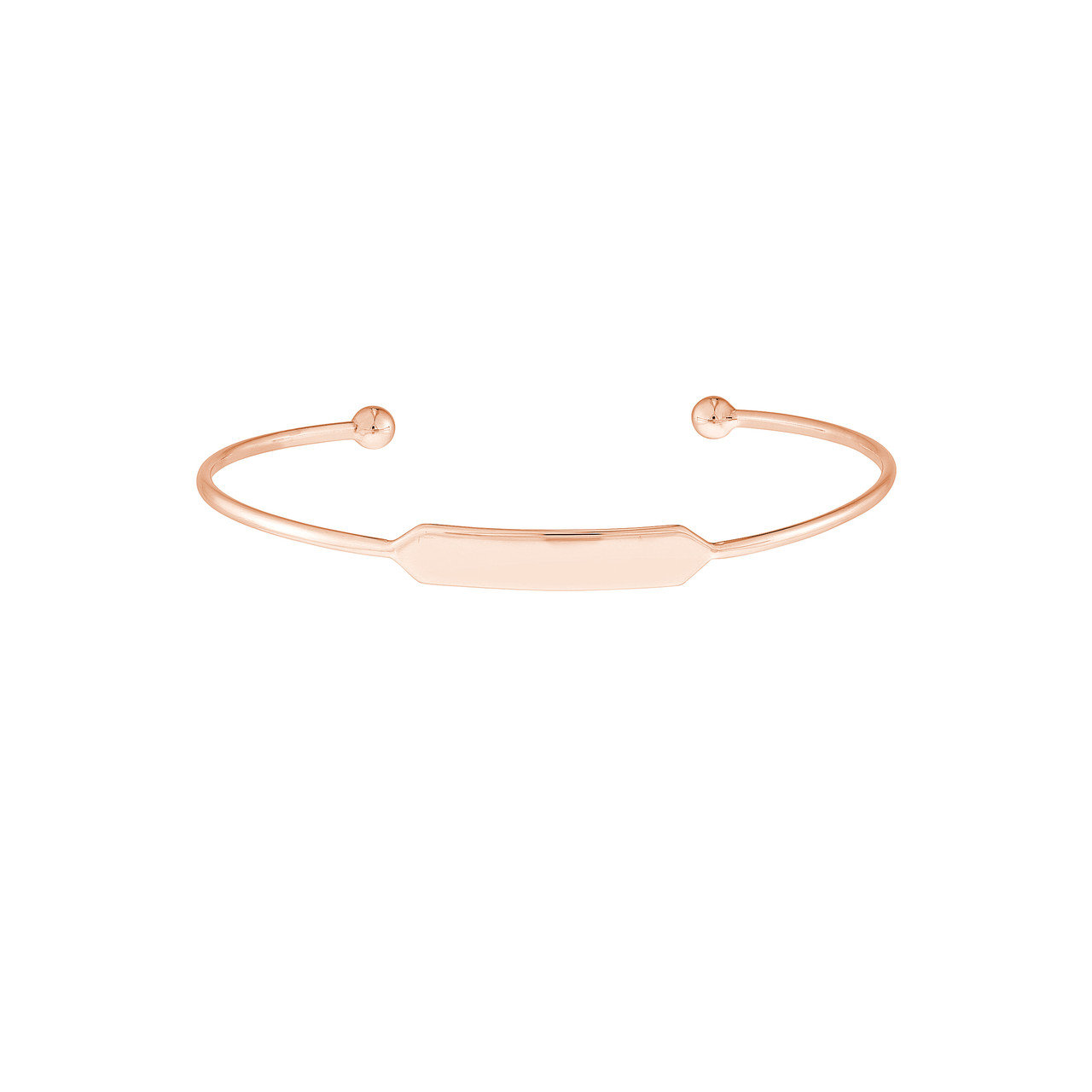 Engravable Initial ID Cuff Bangle with Beaded Ends