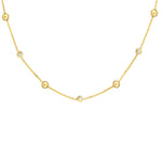 Alternating Bezel Diamond &amp; Bead Necklace