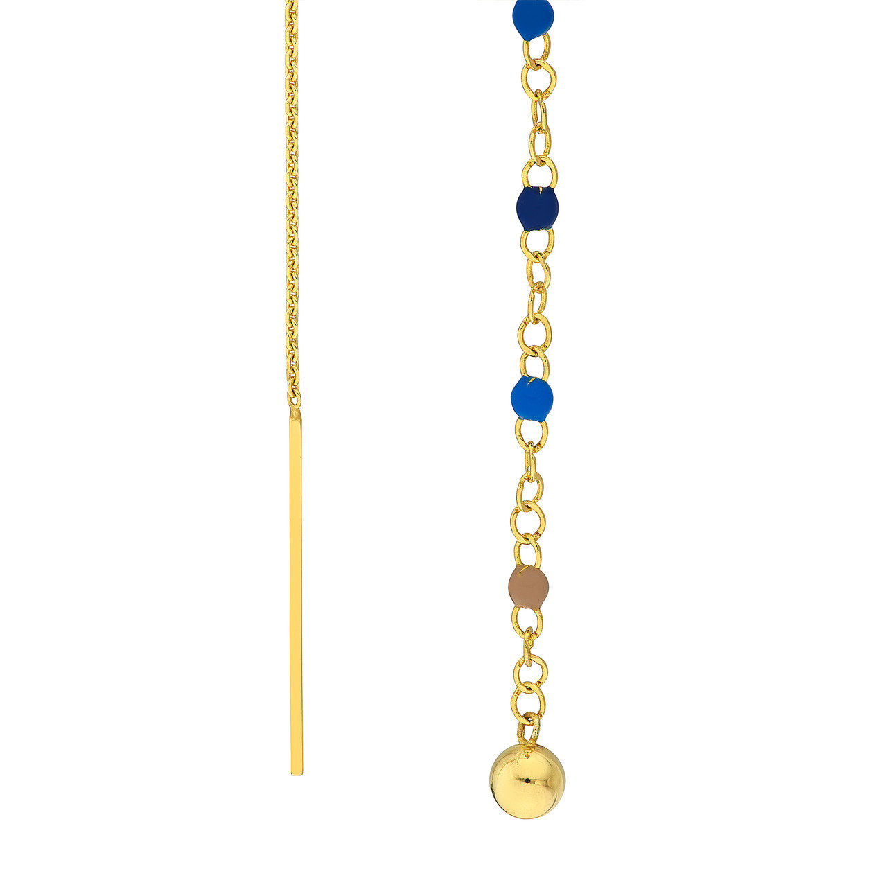 Ombre Blue Enamel Threader Earrings