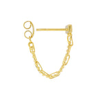 Paper Clip and Beaded Chain Front To Back Bar Earrings