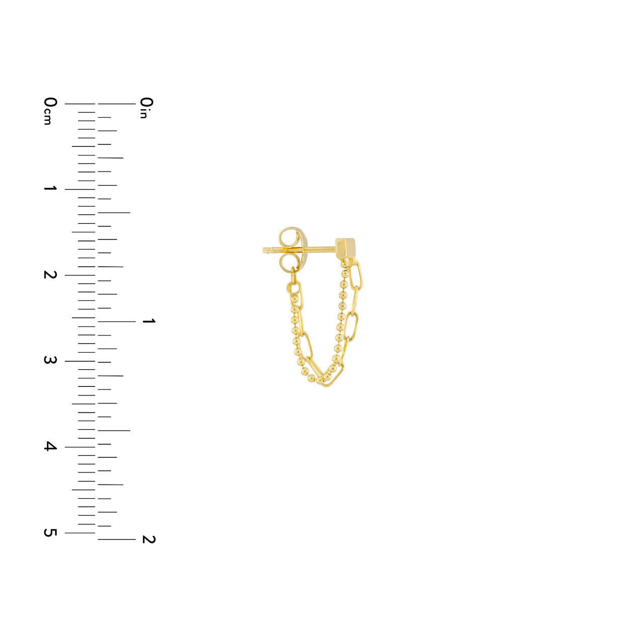 Paper Clip and Beaded Chain Front To Back Bar Earrings