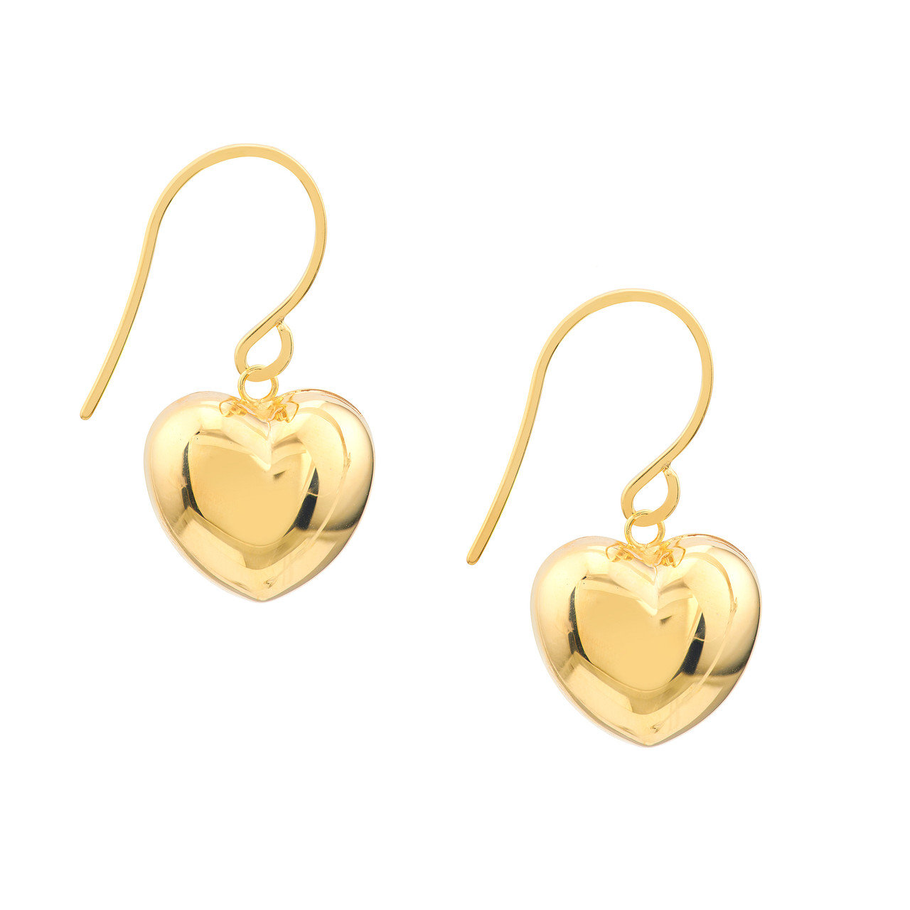 Puffed Heart Dangle Earrings