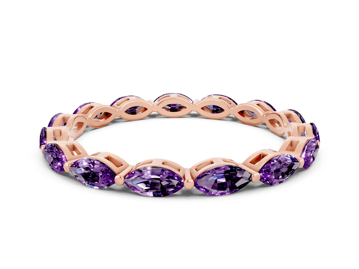 Marquise Amethyst Eternity Band in Rose gold with U-Prong Setting