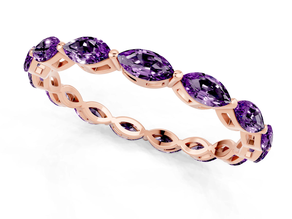 Marquise Amethyst Eternity Band in Rose gold with U-Prong Setting_1