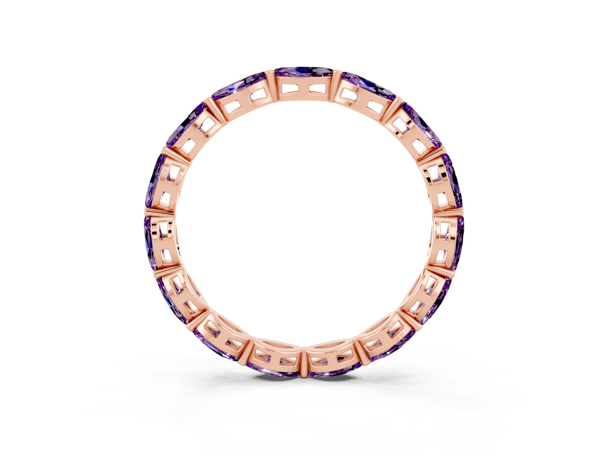Marquise Amethyst Eternity Band in Rose gold with U-Prong Setting_3