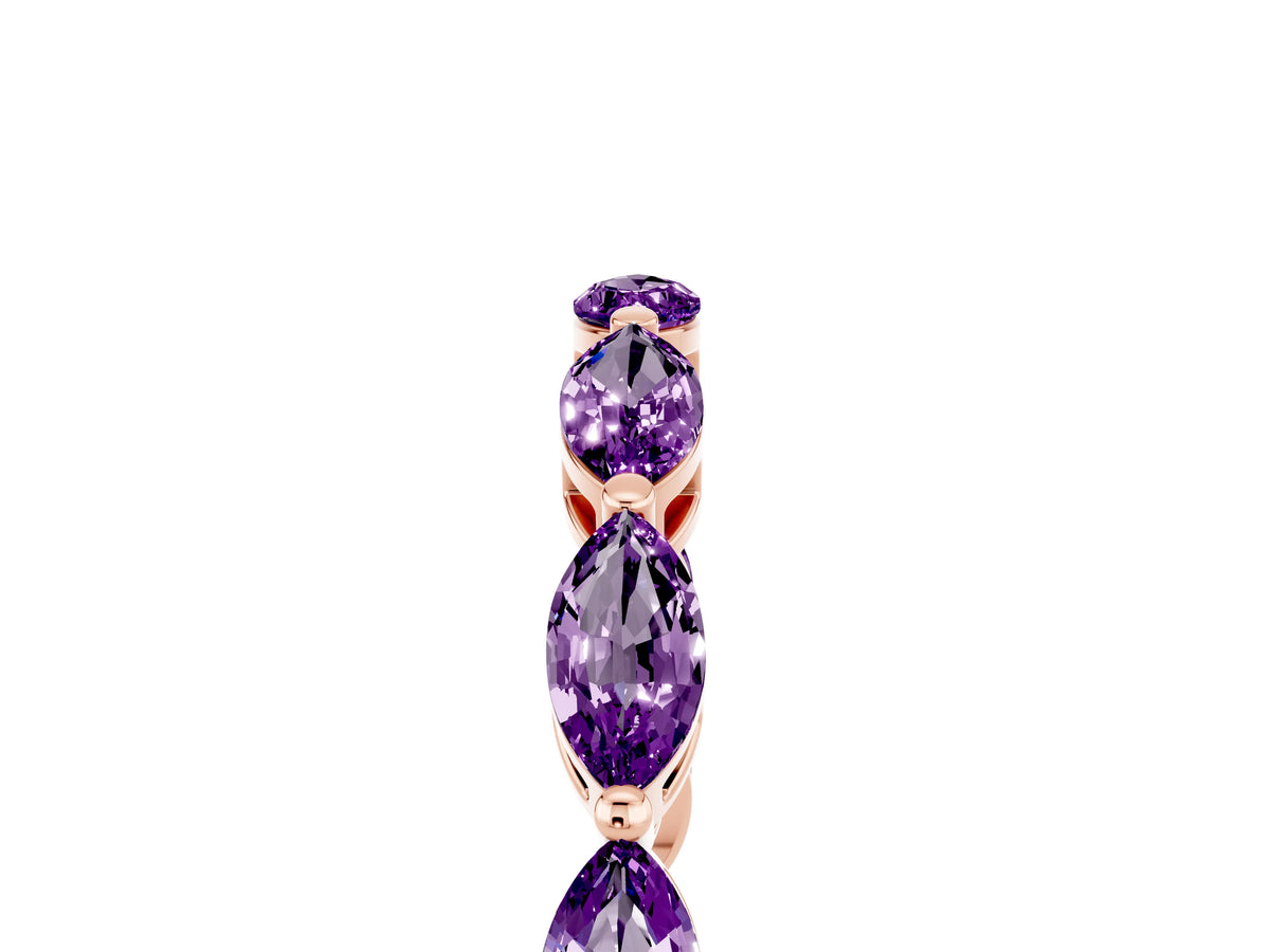 Marquise Amethyst Eternity Band in Rose gold with U-Prong Setting_5