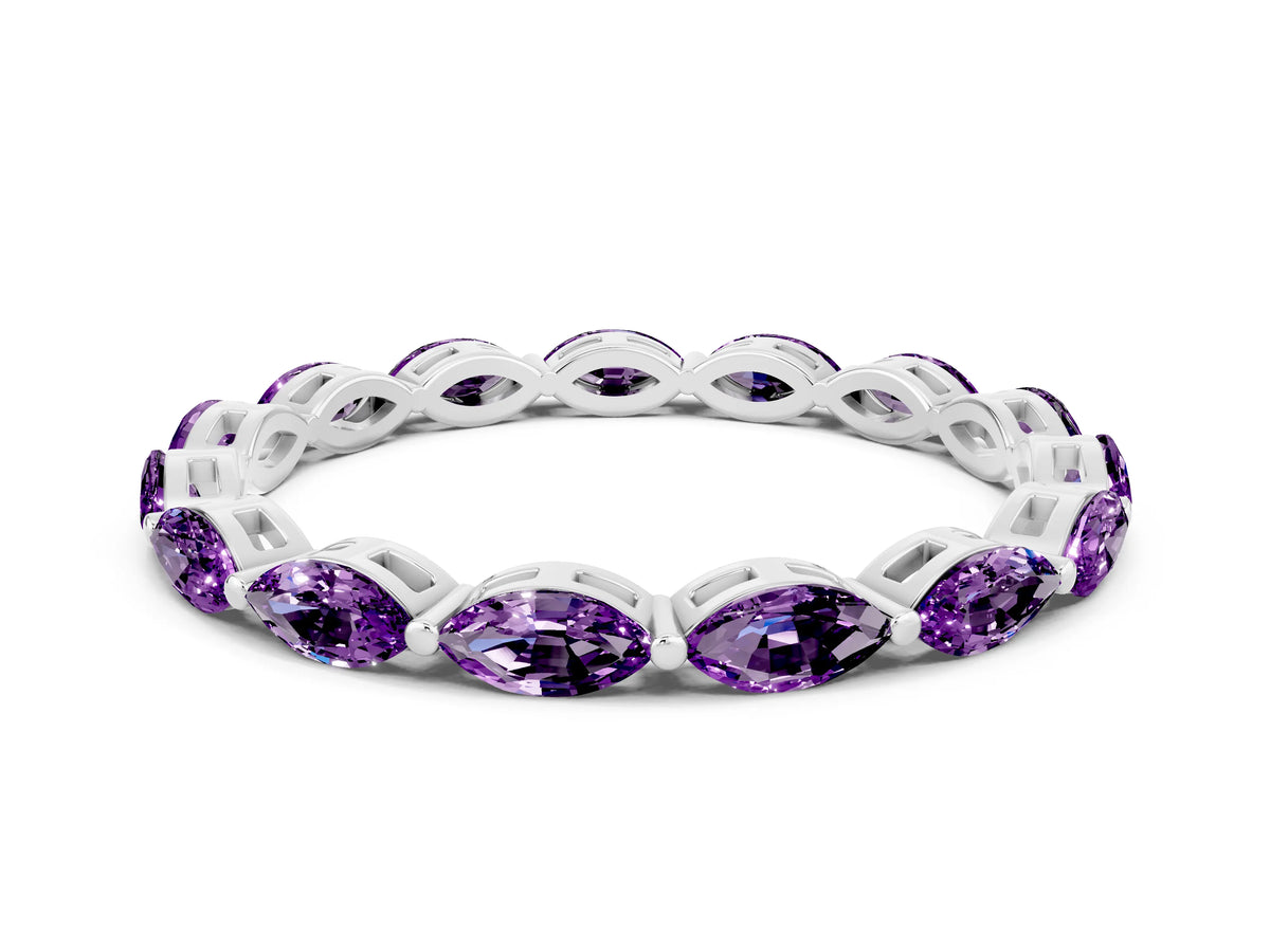 Marquise Amethyst Eternity Band in Silver with U-Prong Setting