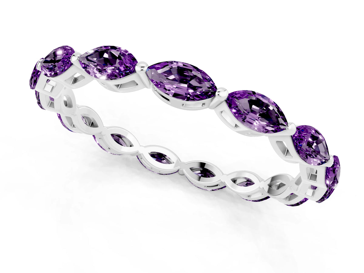 Marquise Amethyst Eternity Band in White gold with U-Prong Setting_1