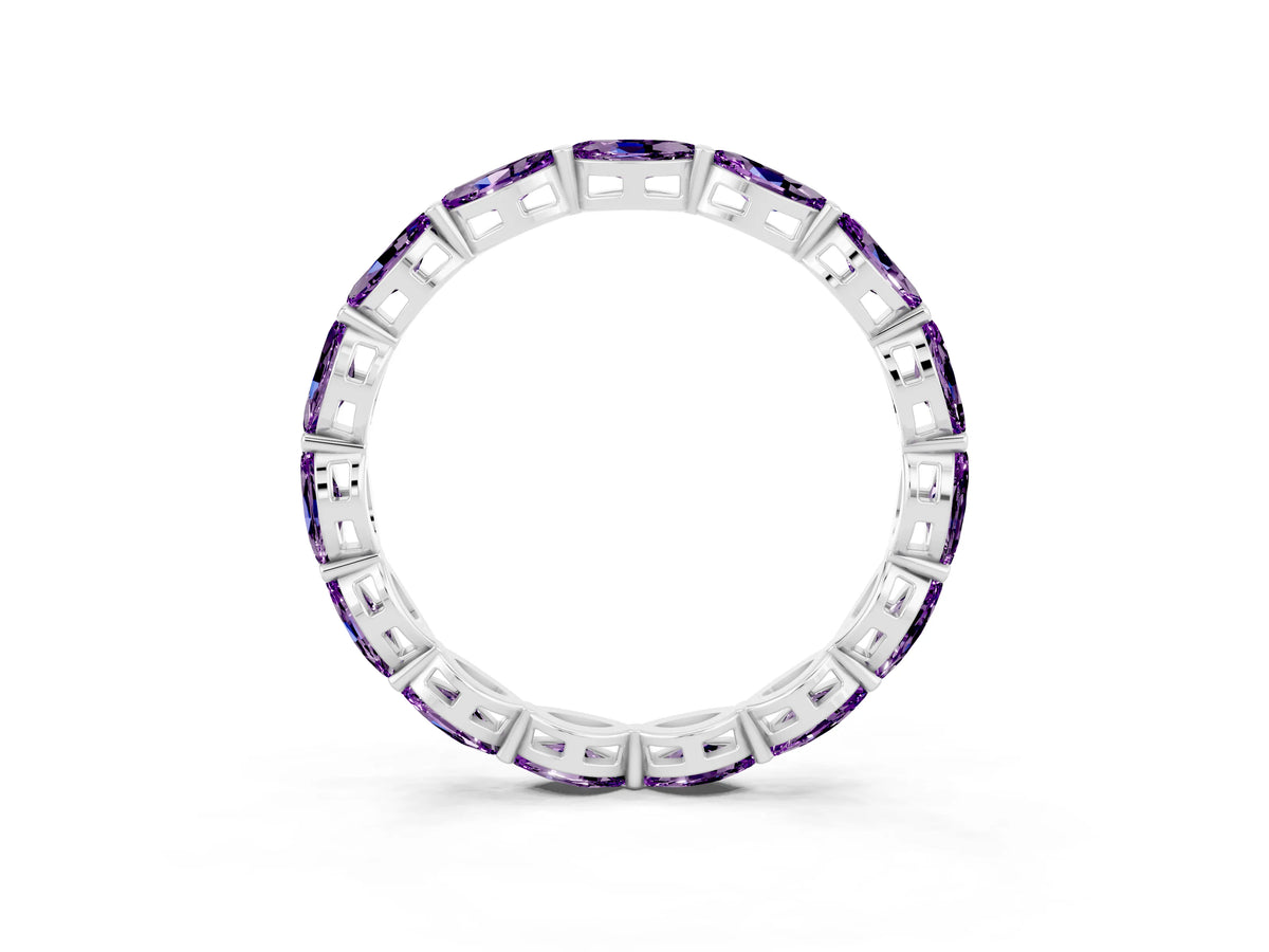 Marquise Amethyst Eternity Band in White gold with U-Prong Setting_3