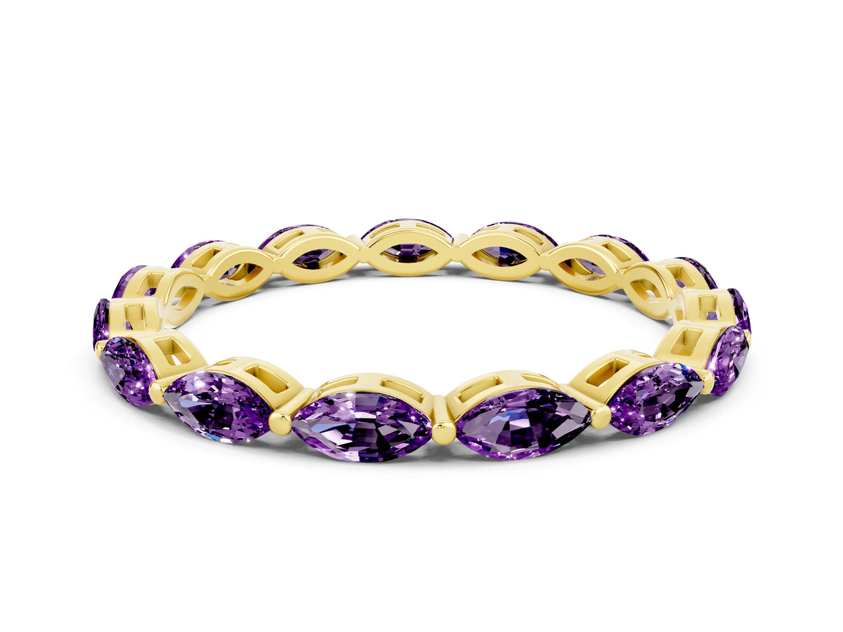 Marquise Amethyst Eternity Band in Yellow gold with U-Prong Setting