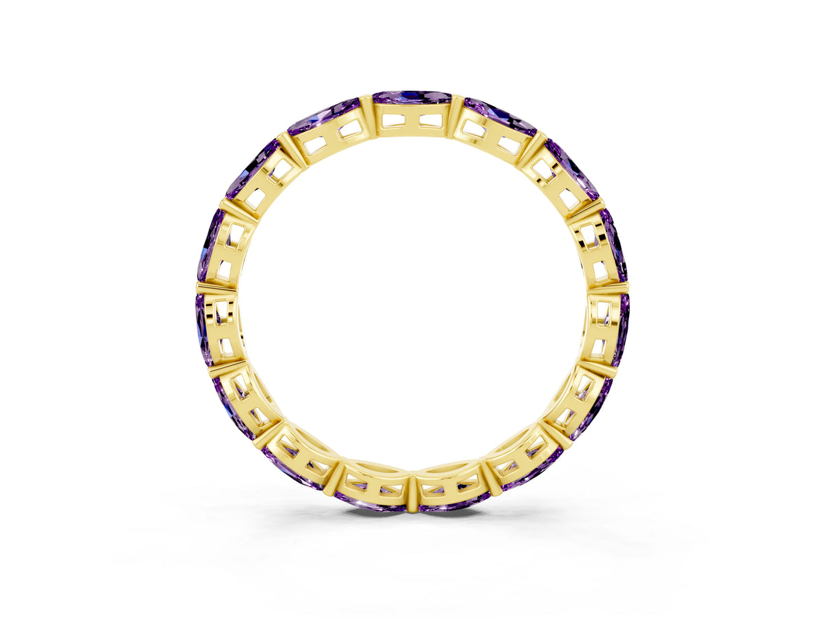 Marquise Amethyst Eternity Band in Yellow gold with U-Prong Setting_3