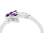 Marquise Amethyst Floral Cluster Bypass Ring in Platinum with Prong Setting_4