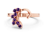 Marquise Amethyst Floral Cluster Bypass Ring in Rose gold with Prong Setting
