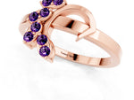 Marquise Amethyst Floral Cluster Bypass Ring in Rose gold with Prong Setting_1