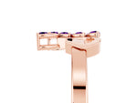 Marquise Amethyst Floral Cluster Bypass Ring in Rose gold with Prong Setting_5