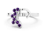 Marquise Amethyst Floral Cluster Bypass Ring in Silver with Prong Setting