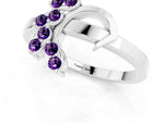 Marquise Amethyst Floral Cluster Bypass Ring in Silver with Prong Setting_1