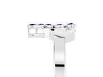 Marquise Amethyst Floral Cluster Bypass Ring in Silver with Prong Setting_5