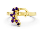 Marquise Amethyst Floral Cluster Bypass Ring in Yellow gold with Prong Setting