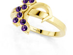 Marquise Amethyst Floral Cluster Bypass Ring in Yellow gold with Prong Setting_1