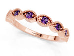 Marquise Amethyst Milgrain Half Eternity Band in Rose gold with Bezel Setting_1