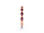 Marquise Amethyst Milgrain Half Eternity Band in Rose gold with Bezel Setting_2