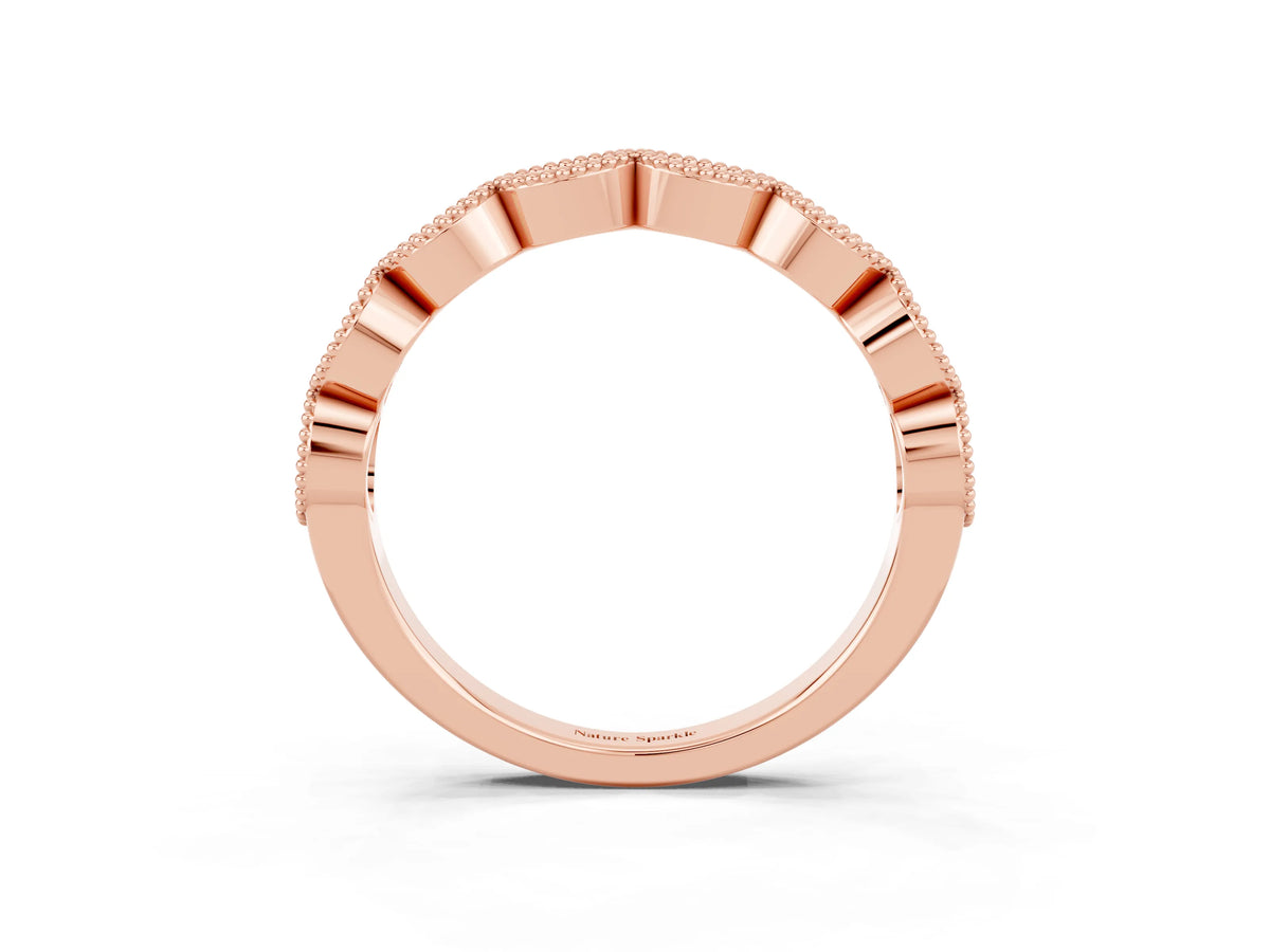 Marquise Amethyst Milgrain Half Eternity Band in Rose gold with Bezel Setting_3