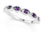 Marquise Amethyst Milgrain Half Eternity Band in Silver with Bezel Setting_1