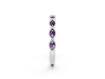 Marquise Amethyst Milgrain Half Eternity Band in White gold with Bezel Setting_2