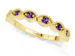 Marquise Amethyst Milgrain Half Eternity Band in Yellow gold with Bezel Setting_1