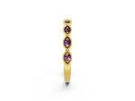 Marquise Amethyst Milgrain Half Eternity Band in Yellow gold with Bezel Setting_2
